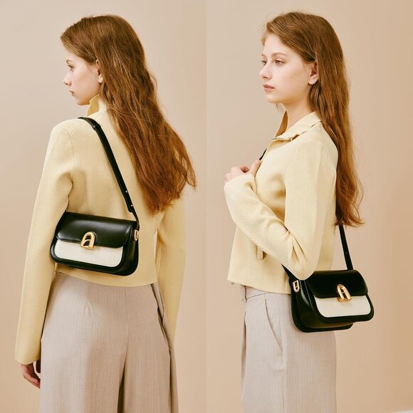 Elegant Black Leather Shoulder Purse with Adjustable Strap for Versatile Style - Picture 2 of 7